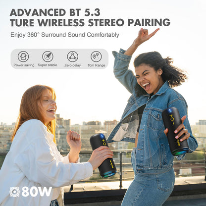 W KING 40W Portable Speaker  IP67 Waterproof  APP Control High-Quality Audio TF Or AUX  Dynamic Lights For Party  Outdoor  Shower